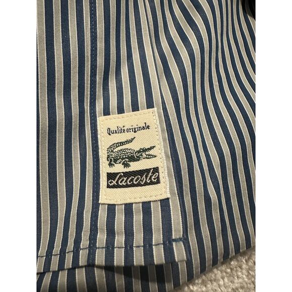 Lacoste Men’s Blue Stripe Button Shirt Long Sleeve Size 44 - Picture 8 of 9